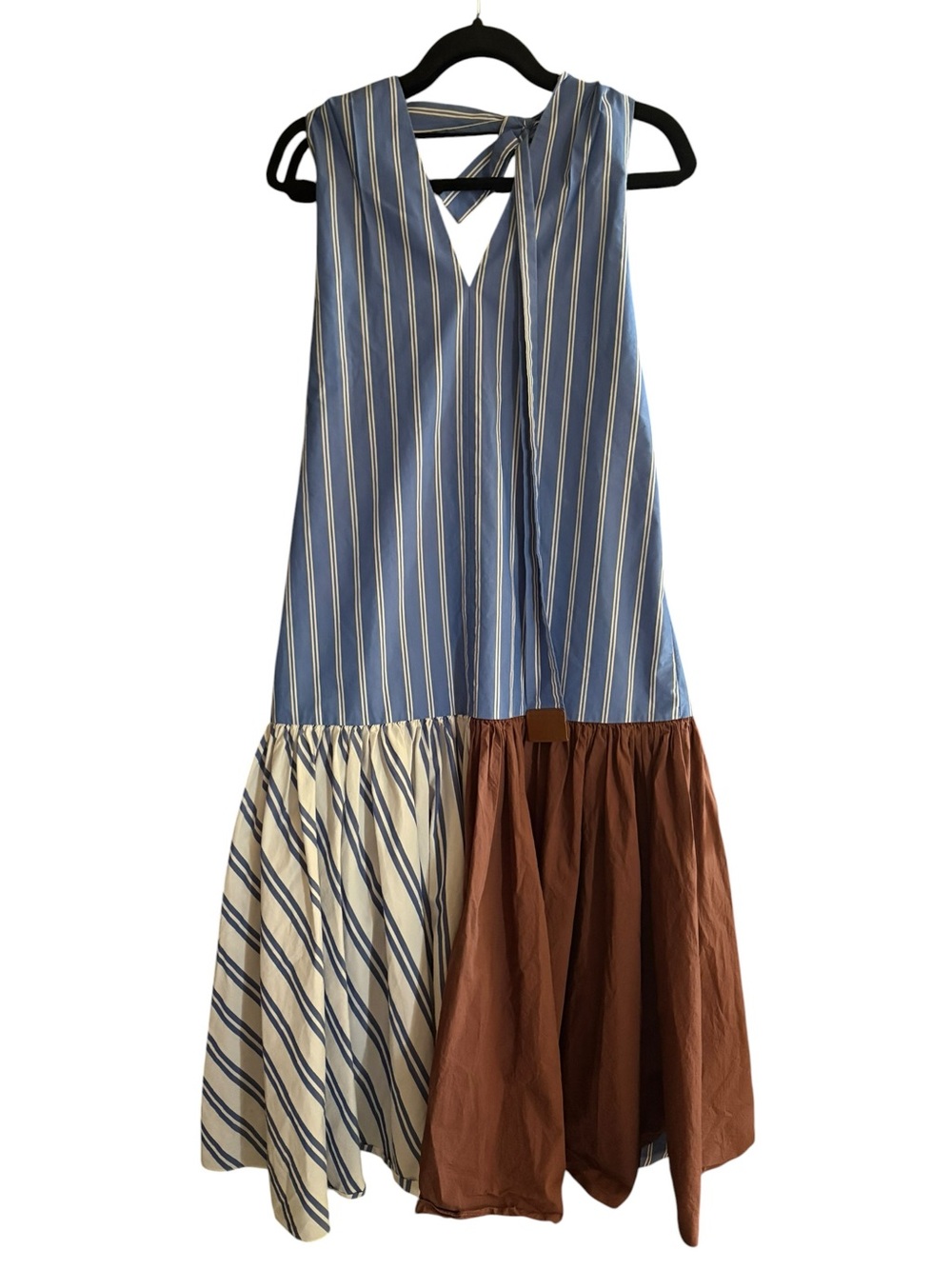 Tibi Vivian Strip Patchwork Halter Midi Dress Size 6 NWOT